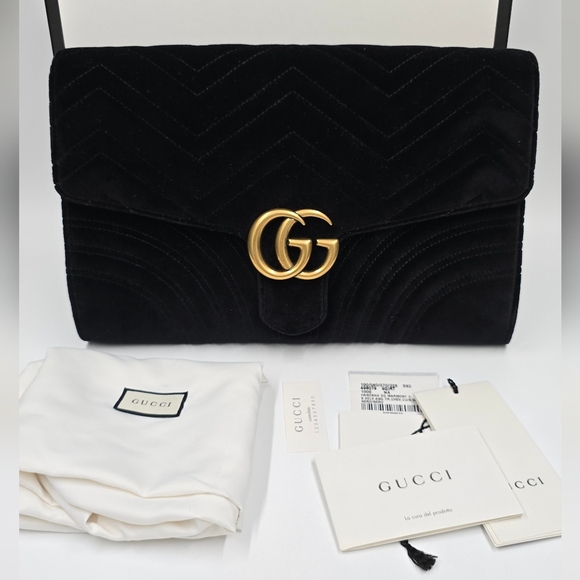 Gucci Marmont Large Velvet Clutch - Picture 1 of 14